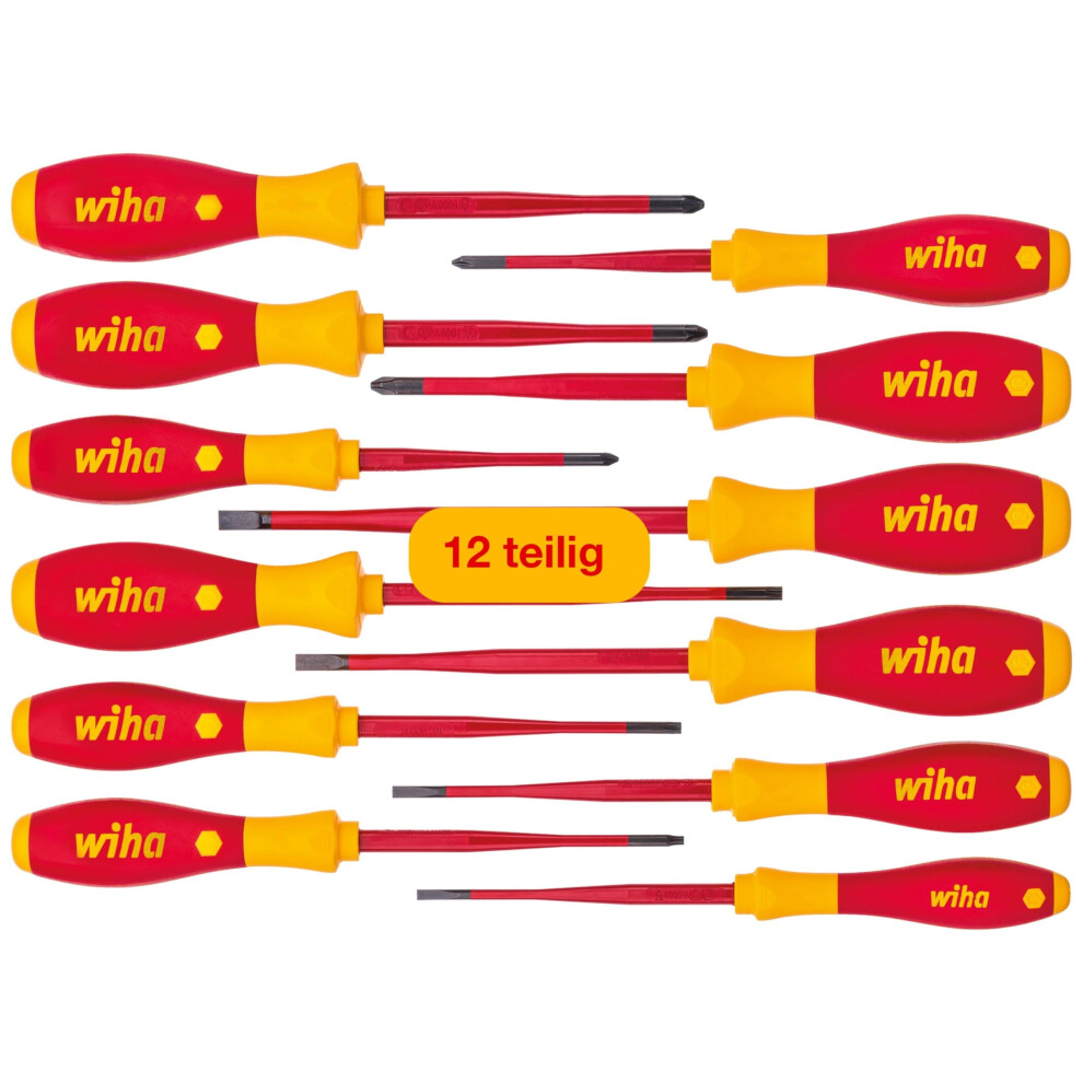 Wiha 3201K12 Slimfix 12Pc Vde Screwdriver Set, Red/Yellow