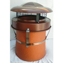 StoveMaestro Anti downdraught chimney pot cowl bird guard Terracotta colour, strap fix
