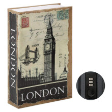 Parrency Diversion Book Safe with Combination Lock, Secrect Hidden Safe Lock Box Large, Medium, London, 9 1/2" x 6" x 1 1/3", SBH-M006