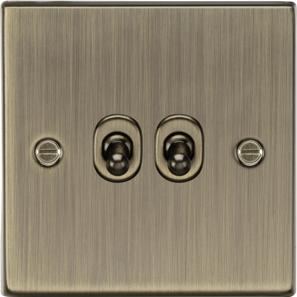 10Ax 2G 2 Way Toggle Switch - Square Edge Antique Brass 5051222344897