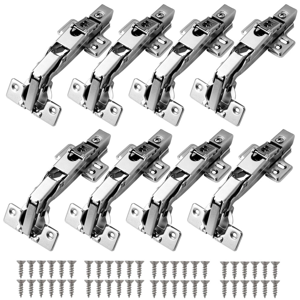 Kamtop 8 Pack Kitchen Cabinet Hinges, 165 Degree Full Overlay Quiet Soft Close Cupboard Hinges Kit, 35Mm Hydraulic Wardrobe Units Door Hinges 5051222346297