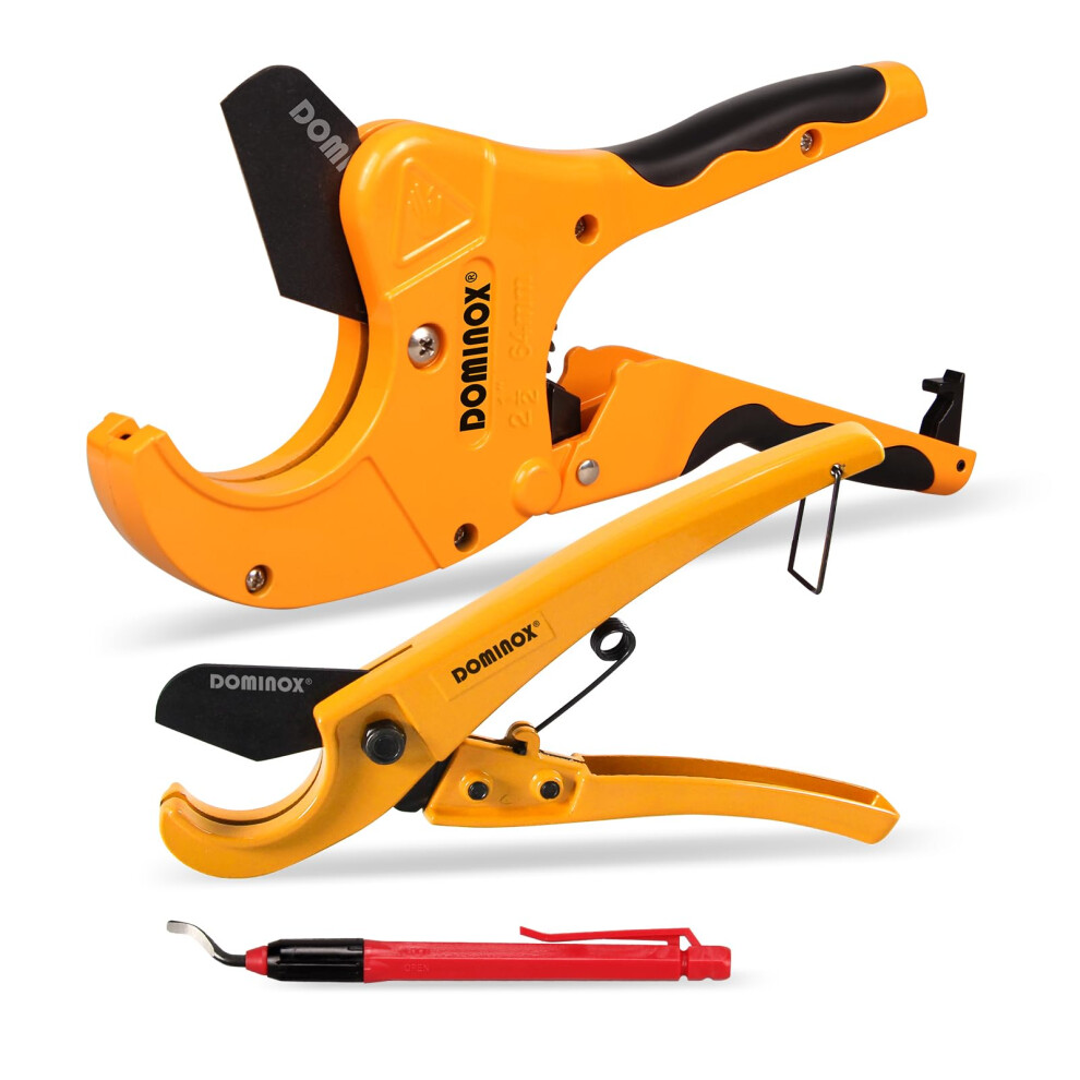 Dominox Pipe Cutter, 64Mm (2 1/2'' O.d.) +26Mm+Deburring Tool (3 Set), Professional Cutting Pex, Pvc And Ppr Pipe, Sk5 Blade And Aluminum Alloy Body, 5051222343166