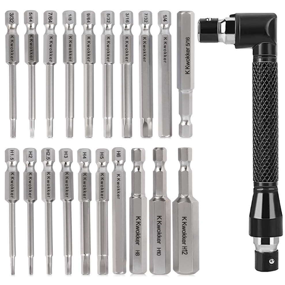 K Kwokker 20Pcs Allen Key Bit Set, Hex Head Screwdriver Bits Magnetic Allen Wrench Drill Bit With Double-Headed L-Shaped Angle Screwdriver Bit Holder 5051222347058