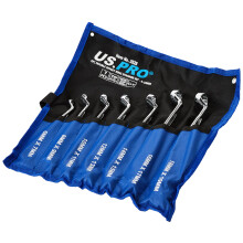US PRO Tools 7pc Double Hex 35 Deg Offset Swan Neck Spanner Set 6-19mm 2984