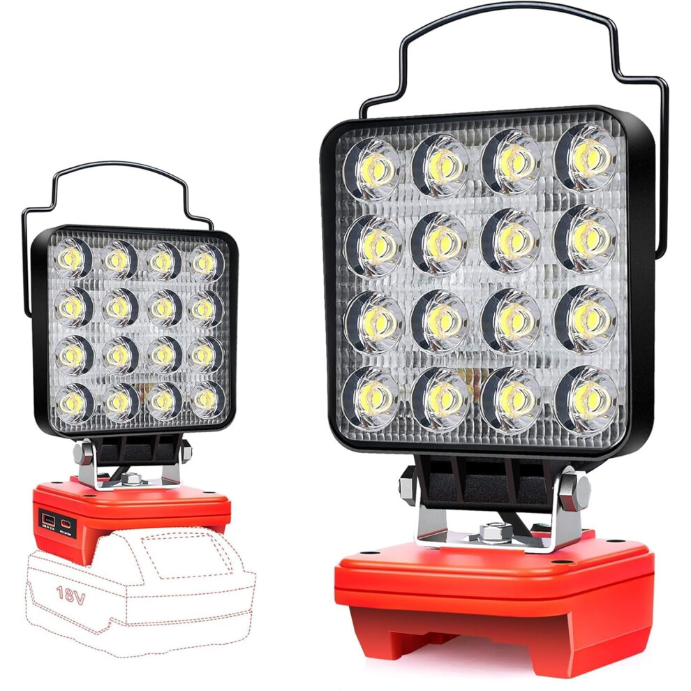 Cordless Led Work Light For Milwaukee M18 18V Battery,Flood Lights For Milwaukee Light 48W Compact Lighting,Portable Spotlight With Type C & Usb Pd 5051222343746