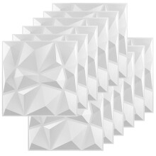 12 Pcs 3D Wall Panels PVC Panel, Facade Cladding, Ceiling Panels, Gaming Wall Panels, Wallpaper for Living Room, Bedroom (11.8 x 11.8 Inch, White)