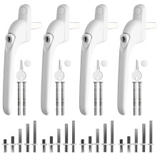 Kamtop 4 Pcs Window Handle for uPVC Windows, Universal Espag Handles with Key, Aluminum Lockable Window Handle Inline Locking with 10, 15, 30, 43,