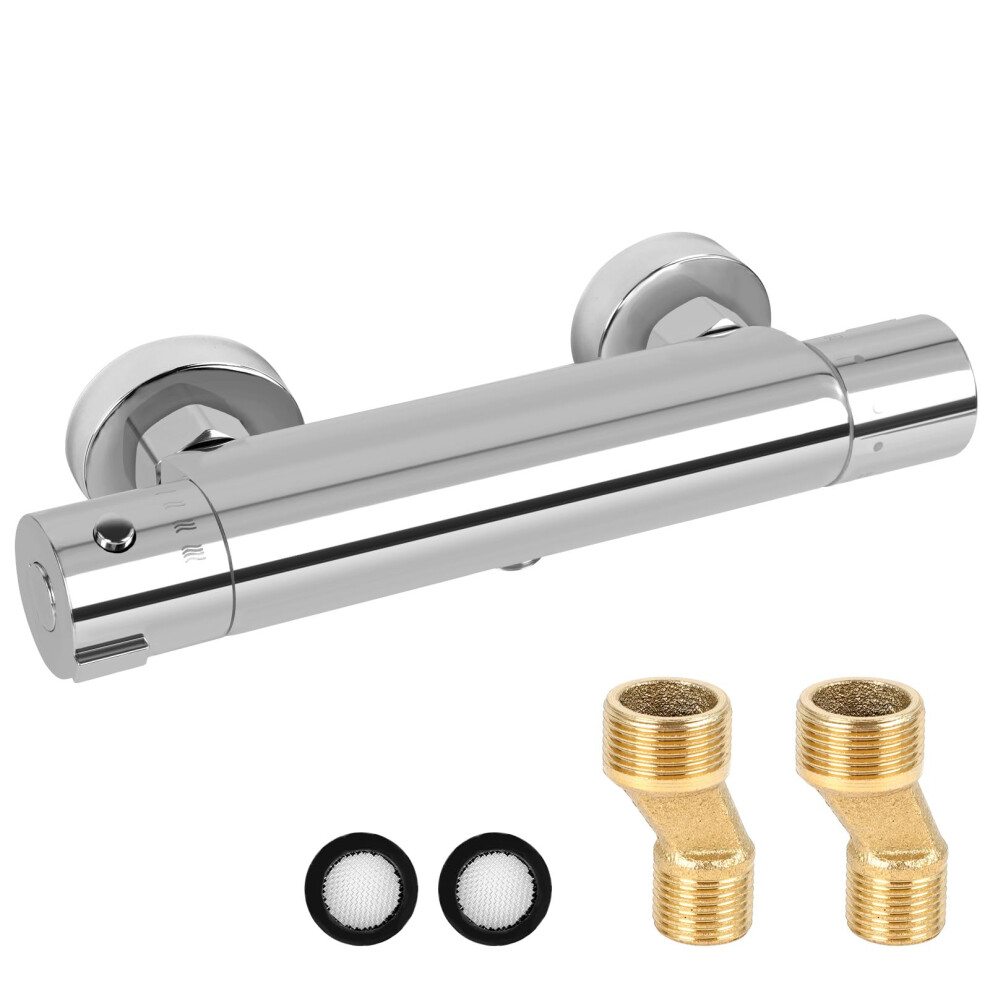 Thermostatic Shower Mixer, Wall Mounted Shower Mixer Bar G1/2, Mixer Tap Shower Attachment 150Mm, Hot Cold Water Mixer Constant Temperature Control 5051222344873