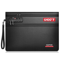 Noiposi 6400? Fireproof Document Bag with Lock,Dual-Zip Compartments Fireproof Money Bag for Cash and Documents,12 Layers Heat Insulated Fireproof