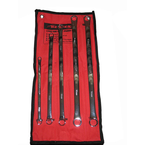 Neilsen Neilsen Spanner Set 5pc Extra Long (Ring Spanner - Metric - Fully Polished - Dual End)