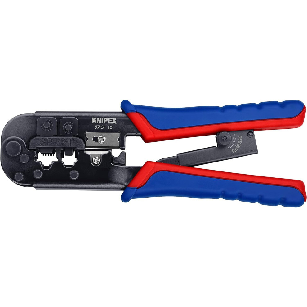 Knipex Crimping Pliers For Western Plugs With Multi-Component Handles 190 Mm, 97 51 10