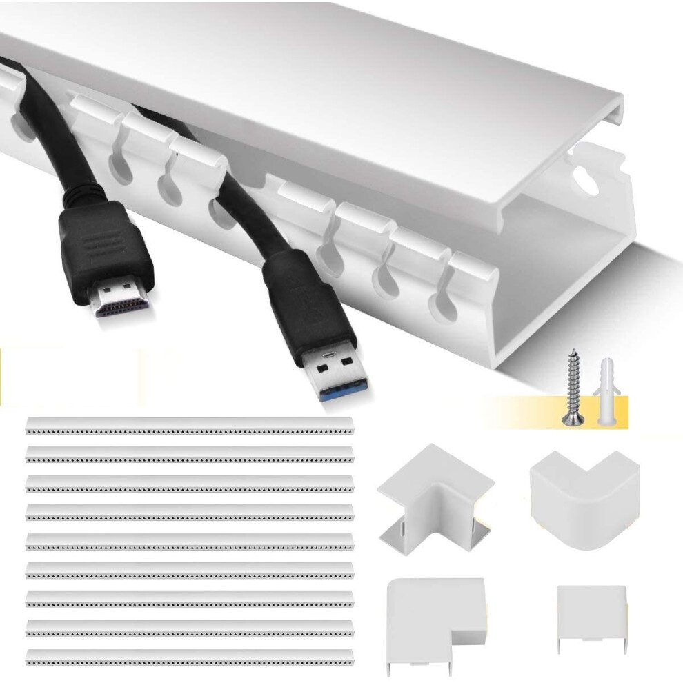 Stageek Cable Trunking Kit - 9 Pieces, 3.5 Meter Open Slot Desk Cable Management, Self-Adhesive Cable Tidy, Hide Cords For Computer, Cable Raceway 5051222352335