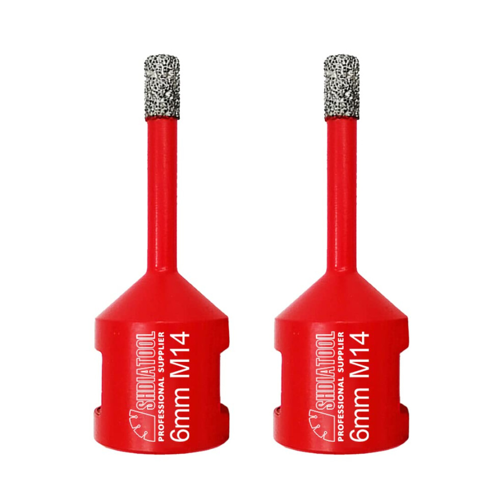 Shdiatool Dry Diamond Drill Core Bit 2Pk Diameter 6Mm Vacuum Brazed Drilling Porcelain Tile Granite Marble 5051222353424