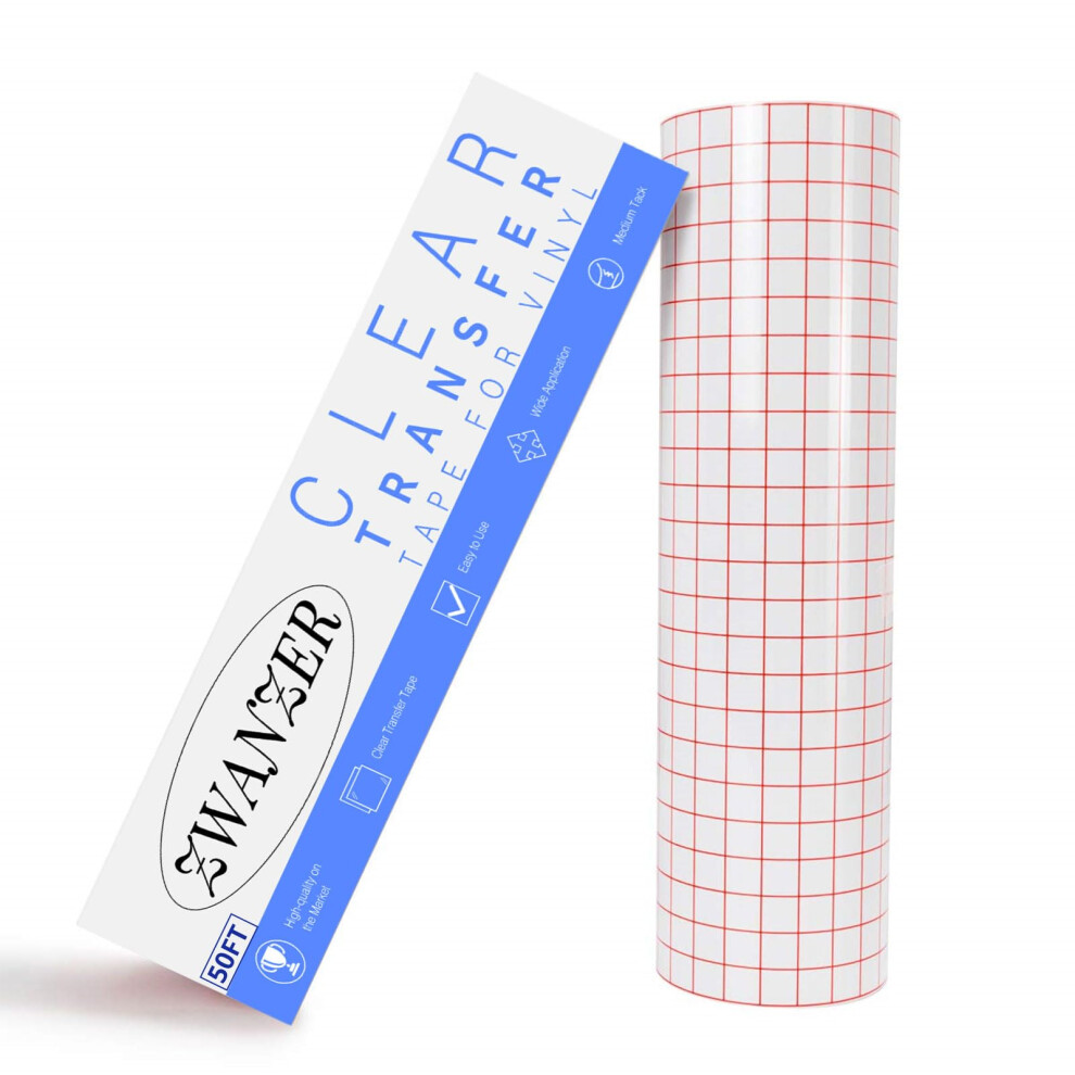 Zwanzer 50Ft Transfer Tape For Vinyl - 12? X 50 Ft(30.5X1524cm) W/Red Clear Alignment Grid For Adhesive Vinyls - Medium Tack Vinyl Transfer Tape For 5051222348703