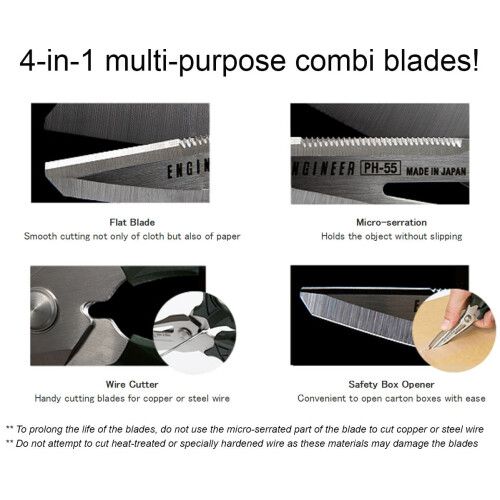 Versatile Compact Multi-Function Scissors with 4-in-1 Combi Blade - cuts Leather, Solid Copper Wire (inc. Mains Cable), CDs, Thick Rope & More. Made 1