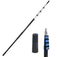 campMax Multi-Purpose 24ft Extension Pole, Durable Aluminum Telescopic Pole for High Ceilings Window Cleaning, Lightweight Paint Roller/Gutter