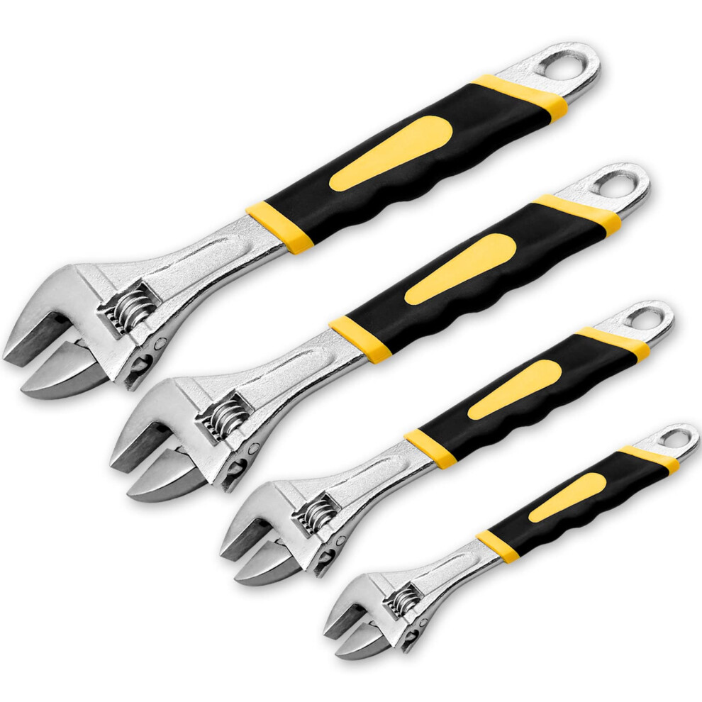 Waizhiua 4 Piece Adjustable Spanner Set - 150Mm 200Mm 250Mm 310Mm Wrench, Metric Scale Marked, Ergonomic Grip, Hand Tools For Home, Garage, Auto 5051222350126
