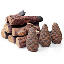 Grandhom Gas Fireplace Logs,10pcs Small Firepit Logs, Decorative Ceramic Firewood Log Set for Indoor Outdoor Gas