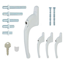 FixRello Universal Inline uPVC Window Handle ? Lockable, Ambidextrous, Multi-Spindle ? White with White Button (4 Pack)