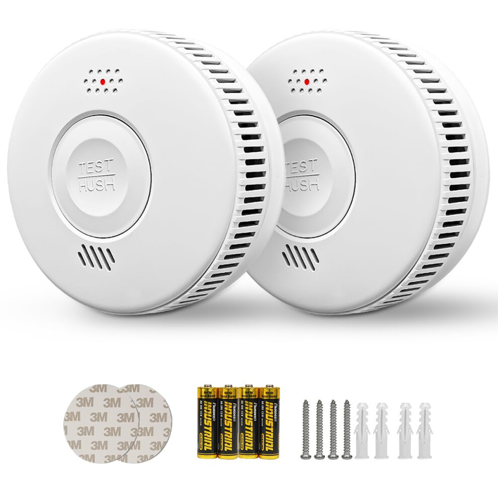 Smoke Alarms For Home Fire Alarm Battery Conforms To En14604, 2 Pack Wireless Smoke Detector With Led Indicator & Test Silence Button Fire Alarms 5051222348901