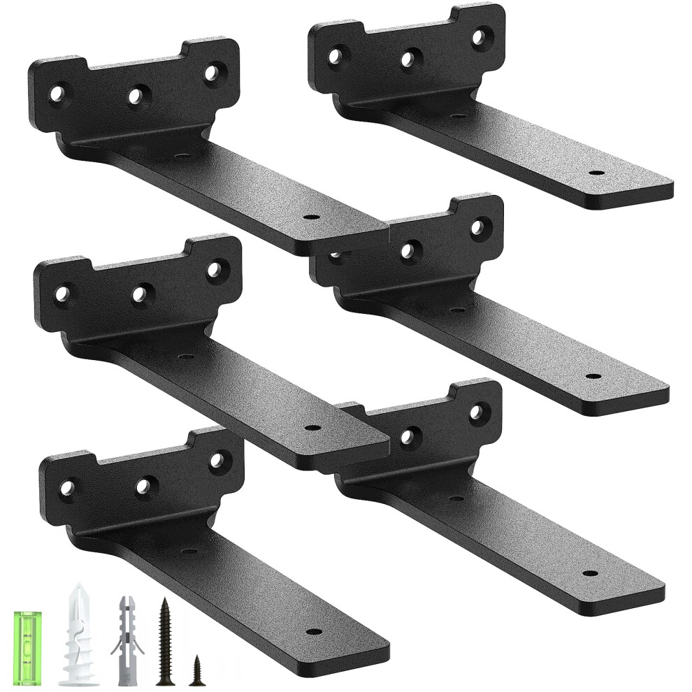 Yeabett Shelf Brackets, 6 Pack Right Angle Floating Shelf Brackets 15Cm, 70Kg Load Capacity, Black 5051222350171