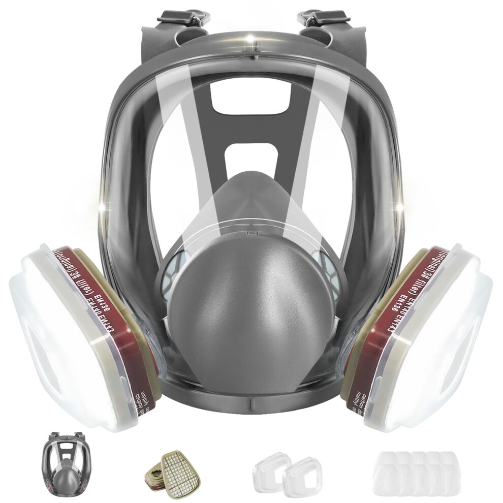Zxich Reusable Full Face Cover - 6800 Full Respir?Tor Face Cover,For Paint, Against Dust,Chemicals, Formaldehyde, Polishing,Staining,Car 5051222350317