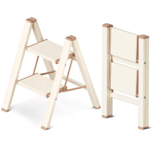 GameGem 2 Step Ladder, Folding Step Stool with Anti-Slip Wide Pedal, Aluminum Material Lightweight yet Sturdy, 150 KG Loading, Cute Modern Apperance