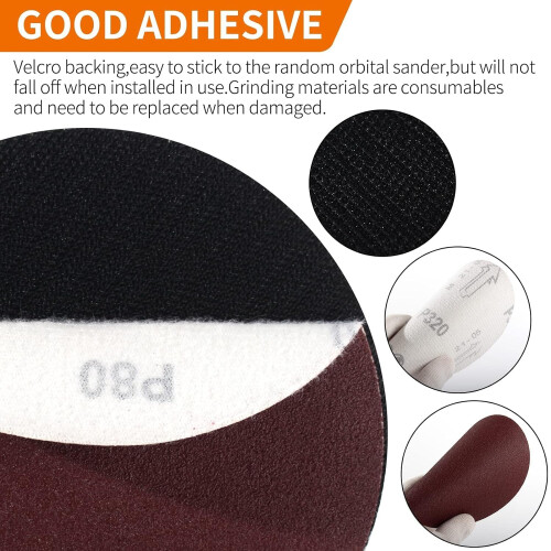 Pomsare Upgraded 80PCS Angle Grinder Sanding Discs with Drill Sanding Attachment, 125mm Hook and Loop Sanding Discs for Drill, Sander for Drill 2