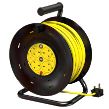 Extension Lead 25m Heavy Duty Cable Reel, 4 Socket Cord Reel UK Plug Socket with Thermal Cut-Out Protection 13A Fused Plug