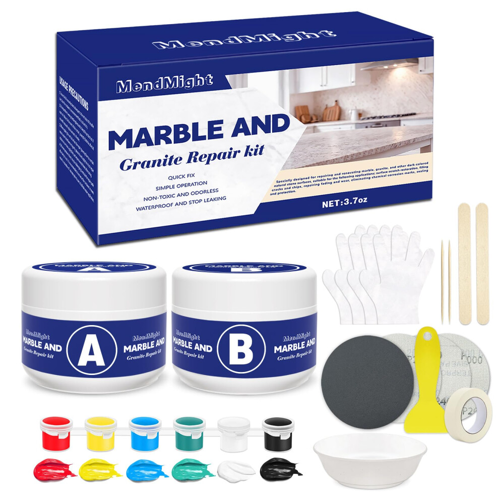 Mendmight Tile, Granite And Ceramic Tile Repair Kit(Color Match), Tub Fibreglass Repair Kits With Strong Adhesion, Quartz Countertop Marble Repair Kit 5051222349373