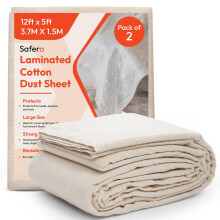 Pack of 2 Laminated Cotton Dust Sheets for Decorating & Painting Size 12 feet x 5 feet | Paint Cover Sheet Backed with Plastic Polythene Sheeting |
