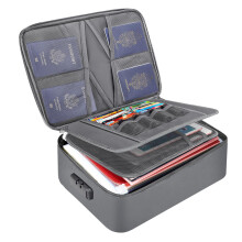 Tamfile Fireproof Document Box, 14.2''?10.6''?4'' Waterproof Document Organiser Bag with Lock, Portable File Storage Box for Passports, Certificates,