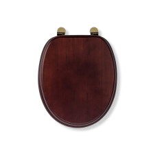 Croydex Solid Pine Toilet Seat with Mahogany Effect - Oval Solid Wood Toilet Seats for Extra Comfort, Adjustable Brass Hinges, 48 x 38 x 7 cm, All