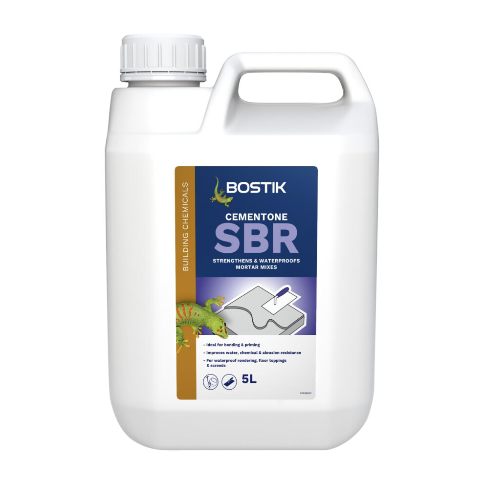 Bostik Cementone Sbr 5L - Primer And Bonding Agent - Strengthens And Waterproofs Cement And Mortar Mixes 5051222349175