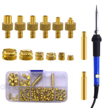 130PCS Threaded Inserts Nut Kit,60W Soldering Iron Heat Set Insert Tool Adjustable Temp Heat Thread Knurled Nut M2/M3/M4/M5/M6/M8 Threaded Inserts