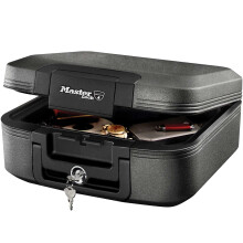 MASTER LOCK Certified Fireproof and Waterproof Safe Box with Key, 7.8L, 391 x 168 x 363 mm, Portable with carrying handle, for home and professionals