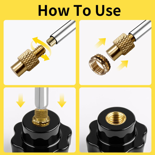 130PCS Threaded Inserts Nut Kit,60W Soldering Iron Heat Set Insert Tool Adjustable Temp Heat Thread Knurled Nut M2/M3/M4/M5/M6/M8 Threaded Inserts 1