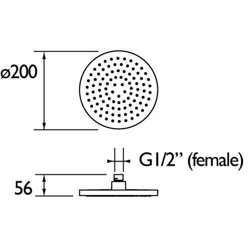 Bristan Bristan FHC ABRD01 C 200mm ABS Round Fixed Head - Chrome Plated 1