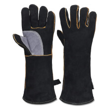 chengsan Extreme Heat & Fire Resistant Gloves Leather with Kevlar Stitching,Perfect for Fireplace, Stove, Oven, Grill, Welding, BBQ, Mig, Pot Holder,