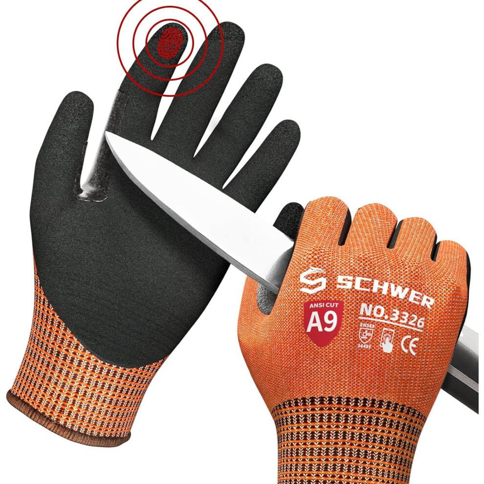Schwer Proguard Highest Level Cut Resistant Work Gloves Pr3326 For Extreme Protection?Ansi A9 Cut Gloves With Reinforced Thumb, Non Slip, Breathable, 5051222352762