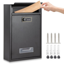 Post Boxes Wall Mounted Waterproof, Lockable Letter Lostal Boxes Steel Mail Box with with Combination Lock, 32 x 21.5 x 8.5 cm Lockable Letter Boxes