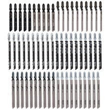 60Pcs Jigsaw Blades Set, T Shank Jig Saw Blades for Wood Plastic and Metal Cutting, 7 Types Straight and Fast Cuts HCS/HSS Jigsaw Blade Compatible
