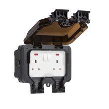 Knightsbridge OP9N Outdoor Weatherproof Double Socket IP66, Black,84.0 mm*153.0 mm*170.0 mm