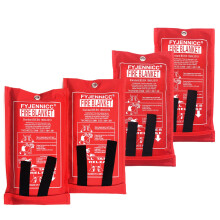 FYJENNICC Fiberglass Fire Blanket with Flame-retardant cotton tapes,39.3?39.3 Inches, 4Pack