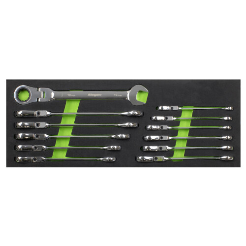 Sealey Sealey S0635 Metric Flexible Head Ratchet Combination Spanner Set, 12 Pieces, Silver 2