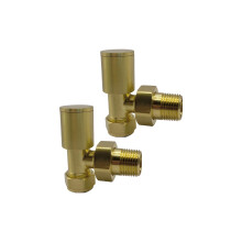 Greened House Alton Brushed Brass/Gold Angled Towel Rail Valves 1/2" /15mm Radiator valves