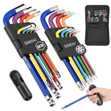 SIMDAO 18Pcs Metric Hex Key Set, Allen Key Set with Color Coding and Torque Handle 1.5-10mm, Anti-Slip Long Ball End Hex Wrench Set, for Disassembly