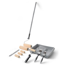 ROLLINGDOG Paint Roller Set - 9 Inch Paint Rollers and Tray Sets with Extension Pole,Paint Brush,Microfiber Roller Cover,15 PC Paint Roller Kit for