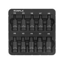 Gunpla 10pcs 1/2 inch Hex Impact Socket Bits Sets, Durable Allen Impacted Shallow Chrome Vanadium S2 Steel Phosphate Finished Drive Hexagonal Sockets