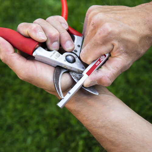 Felco Felco Sharpener Model 905 Pre Set Bevel 23 Degree Fixed Angle Carbide Stone Integrated Spanner 7mm & 8mm Adjustment 1
